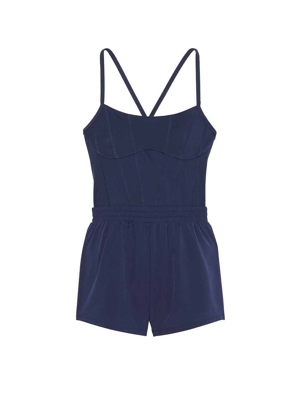 PINK Victoria's Secret Ultimate Runsie Navy Blue Racerback Romper Size Large NWT